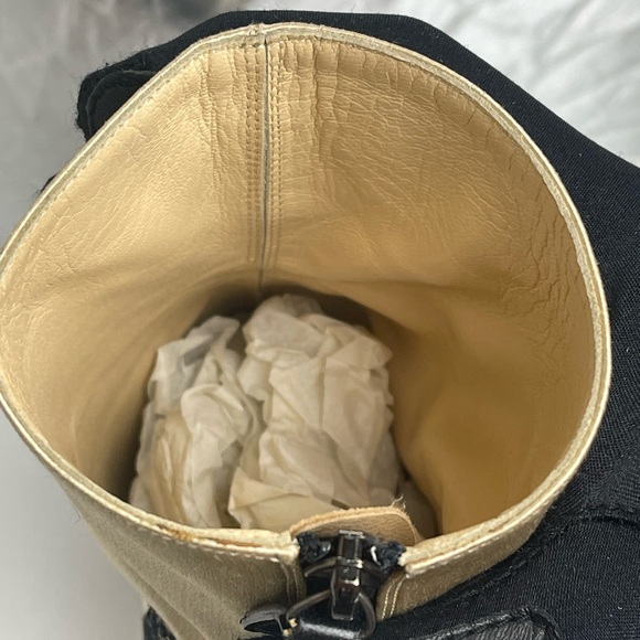 Pre-owned JIMMY CHOO Beige Satin Black Lace Detail Casual Boots - Picture 11 of 16